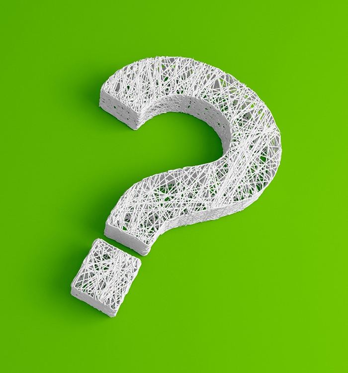 Question mark against green background 