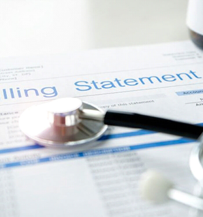 medical billing statement on tabletop