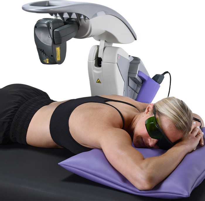 Illustration of MLS laser therapy on lower back
