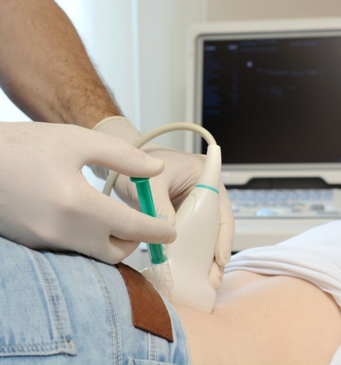 Patient receiving an ultrasound guided injection