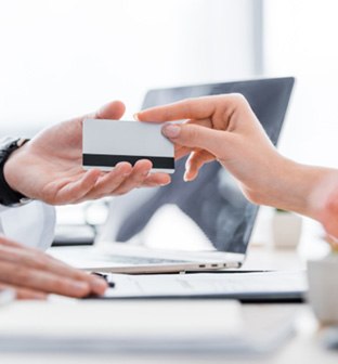 Patient using card to pay for medical services