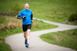 middle-aged man running